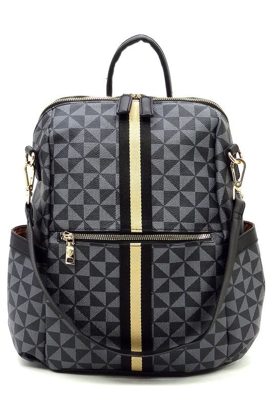 PM Monogram Striped Convertible Backpack