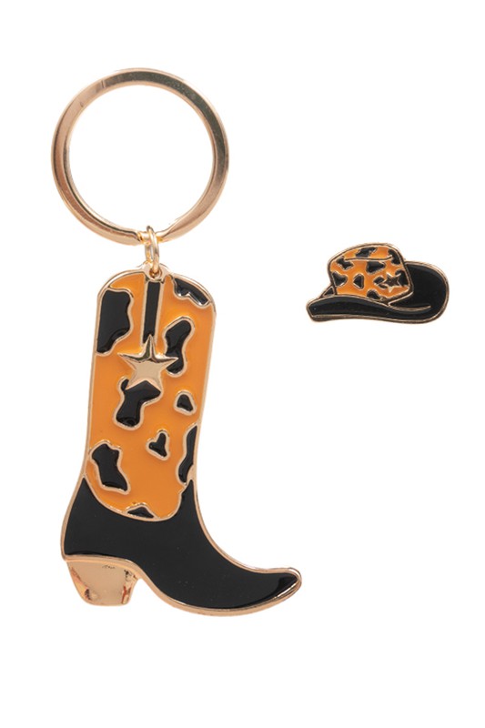 Western Hat and Boots Keychain Pin Set