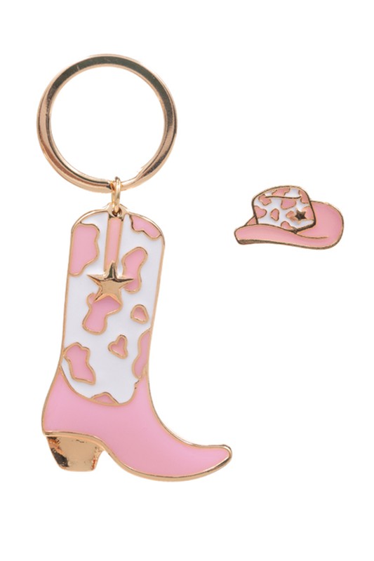 Western Hat and Boots Keychain Pin Set