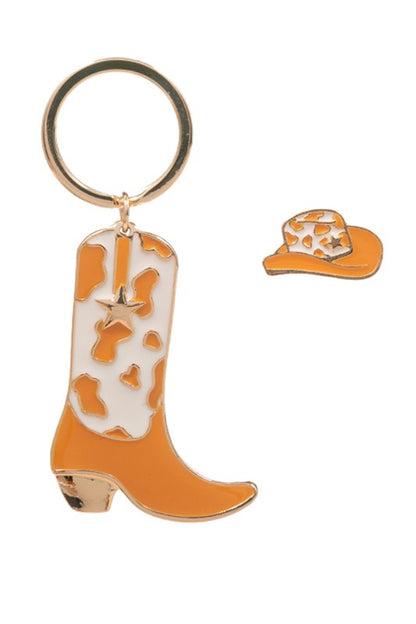 Western Hat and Boots Keychain Pin Set