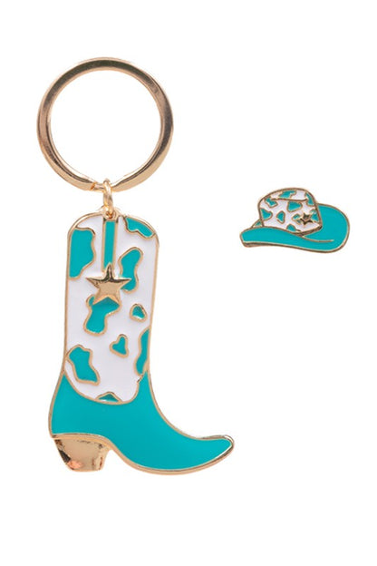 Western Hat and Boots Keychain Pin Set