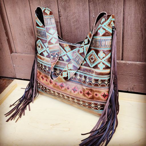 Montana Leather Hobo Handbag in Santa Fe