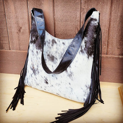 Montana Hobo Handbag Black & White Hair-on-Hide