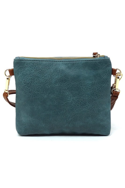 Fashion Multi Zip Pocket Crossbody Bag Clutch