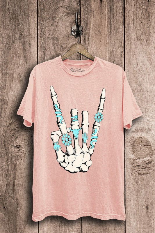 Skeleton Rock Hand Sign Graphic Top