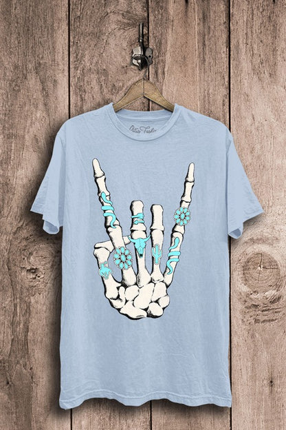 Skeleton Rock Hand Sign Graphic Top