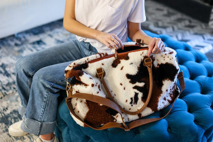 Cow Print Sherpa Bag