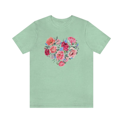 rose flowers heart shaped  t-shirt