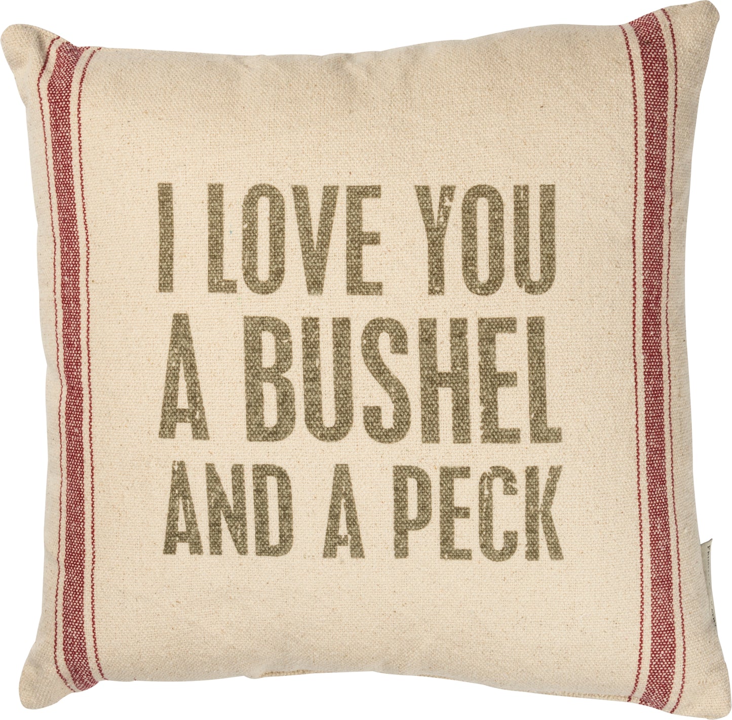 Love you a bushel and peck red stripe pillow