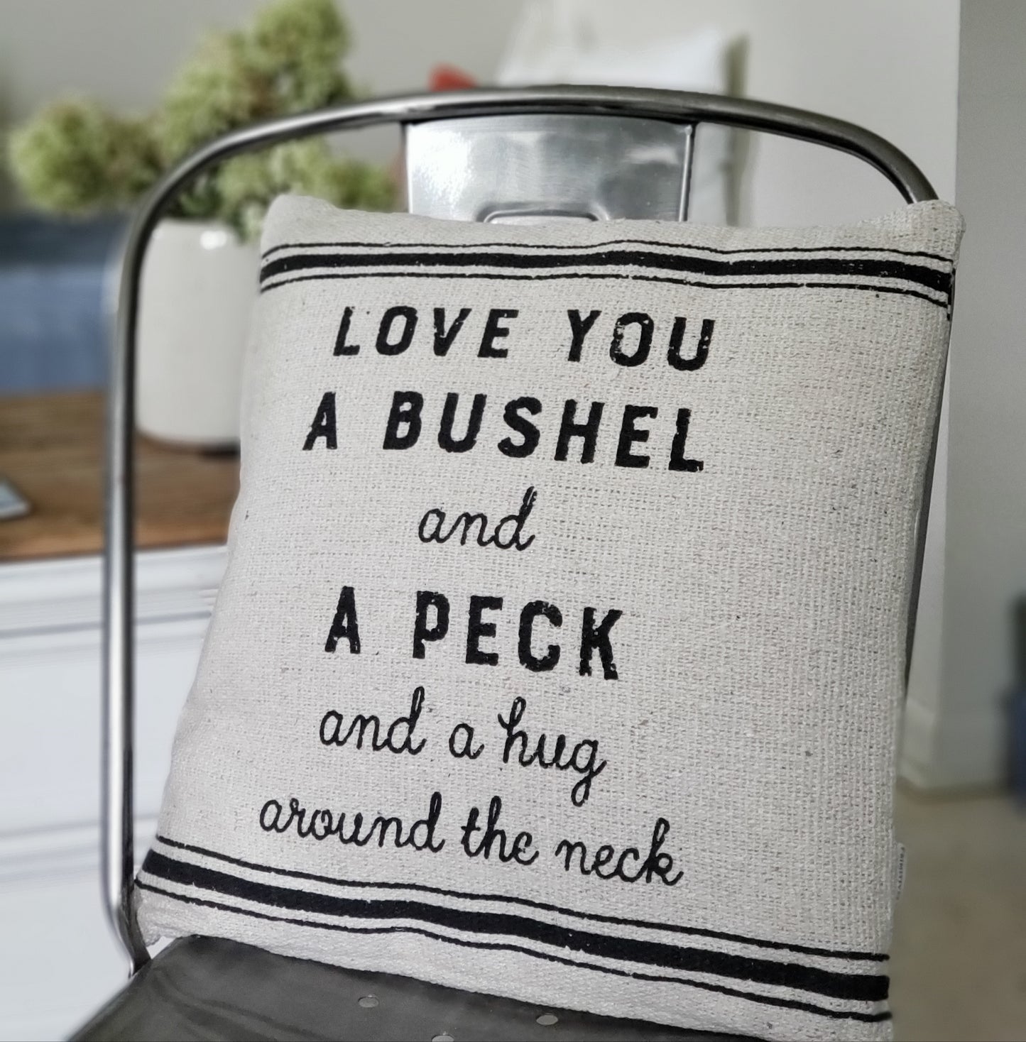 Love you a bushel, peck and hug around the neck throw pillow