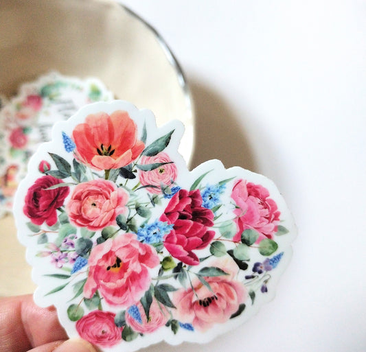 heart of flowers, blooming heart sticker