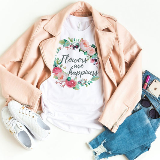 flowers are happiness t-shirt