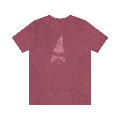 vintage pink flower on raspberry shirt