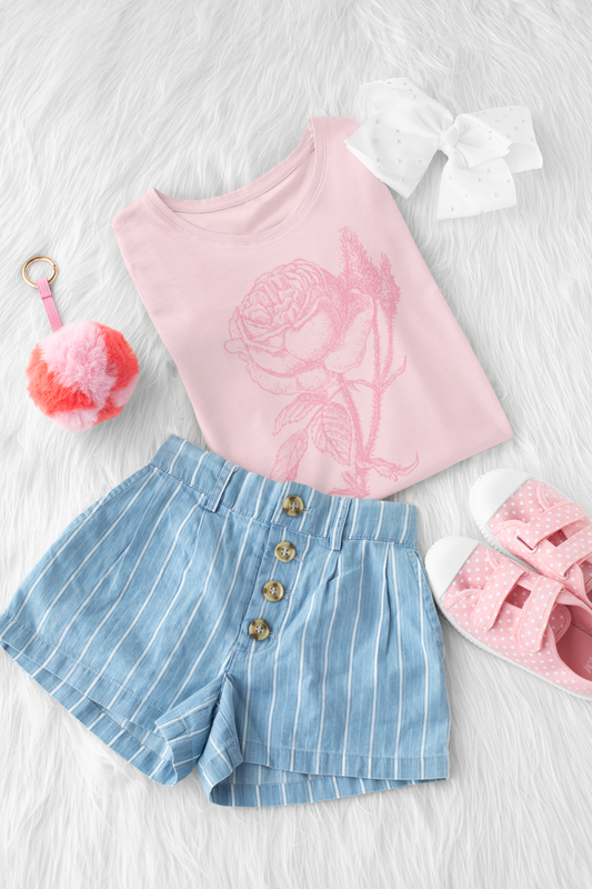 big pink rose t-shirt