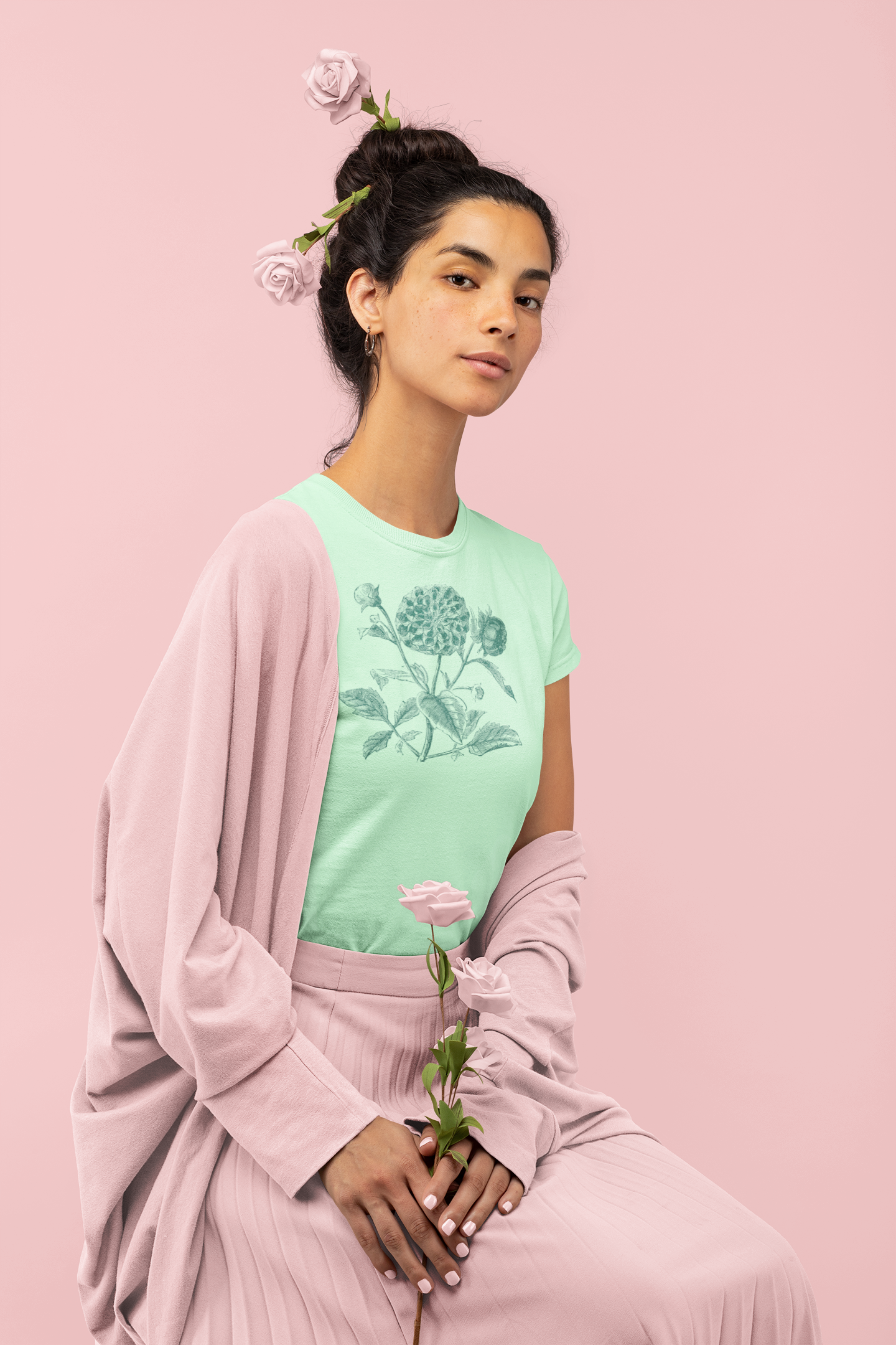 vintage green flower t-shirt